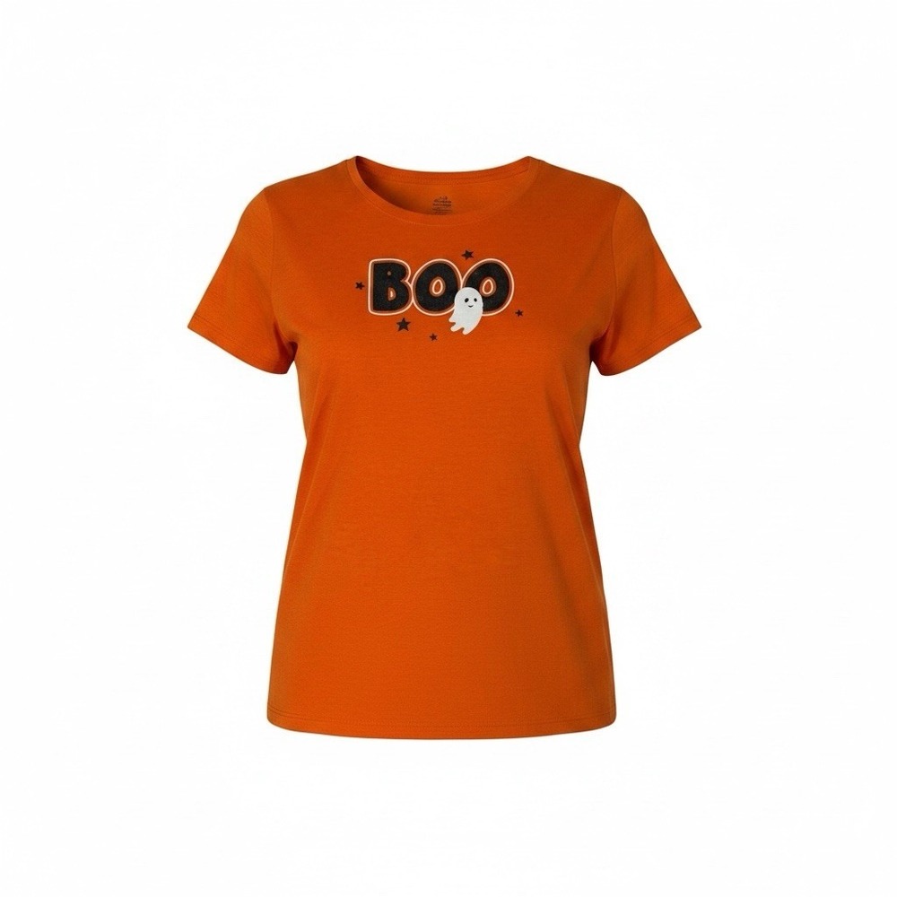 Way To Celebrate Halloween BOO T-Shirt Womens XL 16-18 Orange Short Sleeve